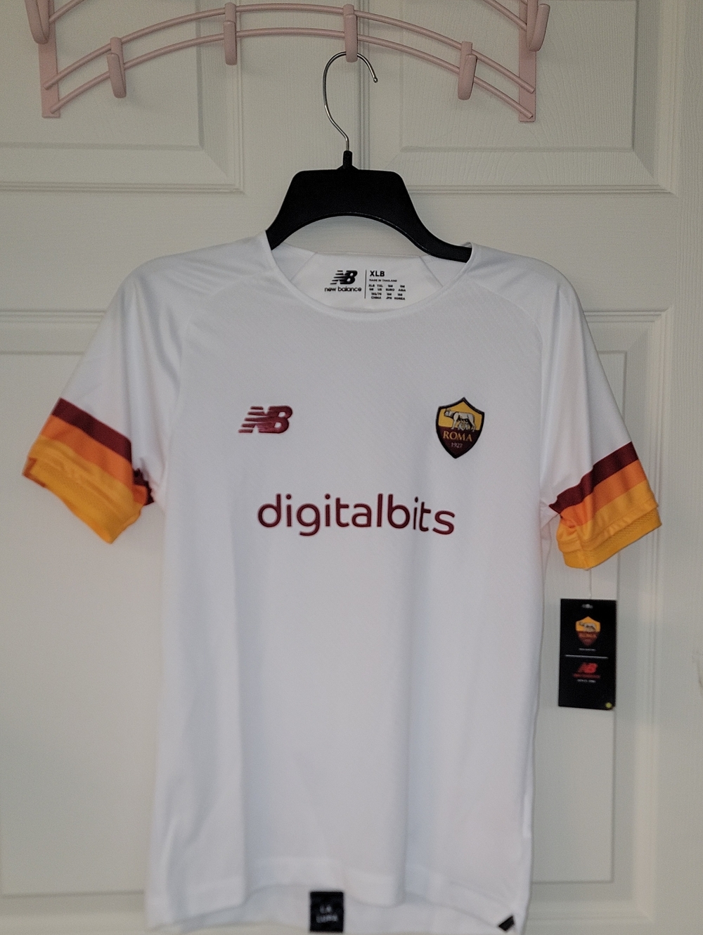 New Balance Men’s AS Roma White Short-Sleeve Football Shirt